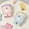 Mini Small Desktop Trash Can With Lid - Cute Countertop Waste Paper Basket For Bedroom Coffee Table & Office Desk - Blue Pink
