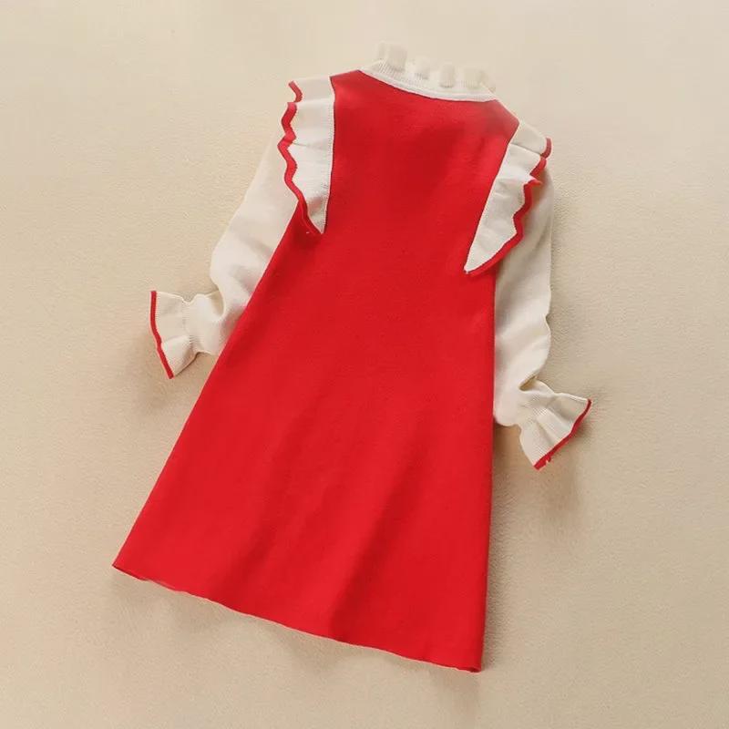 "Girls' Long Sleeve Knitted Princess Dress for Autumn/Winter"
