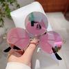 New Trendy Y2K Hip Pop Funny Shades Women Ins Brand Design Decor Sunglasses Retro Round Metal Travelling Sun Glasses