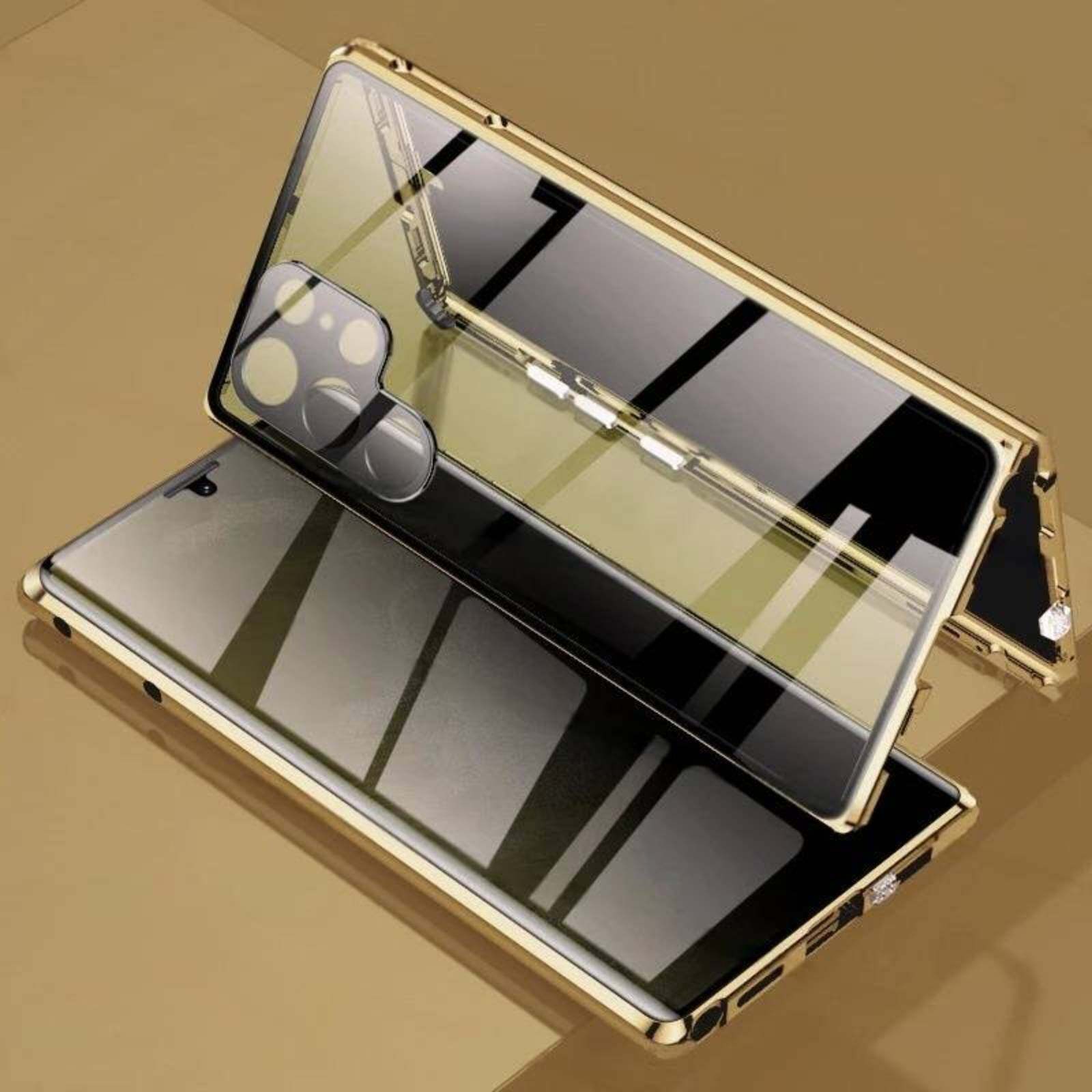 

Магнитный чехол-антишпион 360° для Samsung Galaxy S25 Ultra/S25 Plus/S25+ с защитной крышкой для объектива камеры и бамперами для телефона Galaxy S25 Ultra золотой