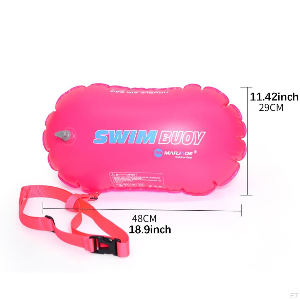 Aquatic Swim Buoy with Waterproof Bag And Adjustable Waist Belt, Double Inflatable Cushion
