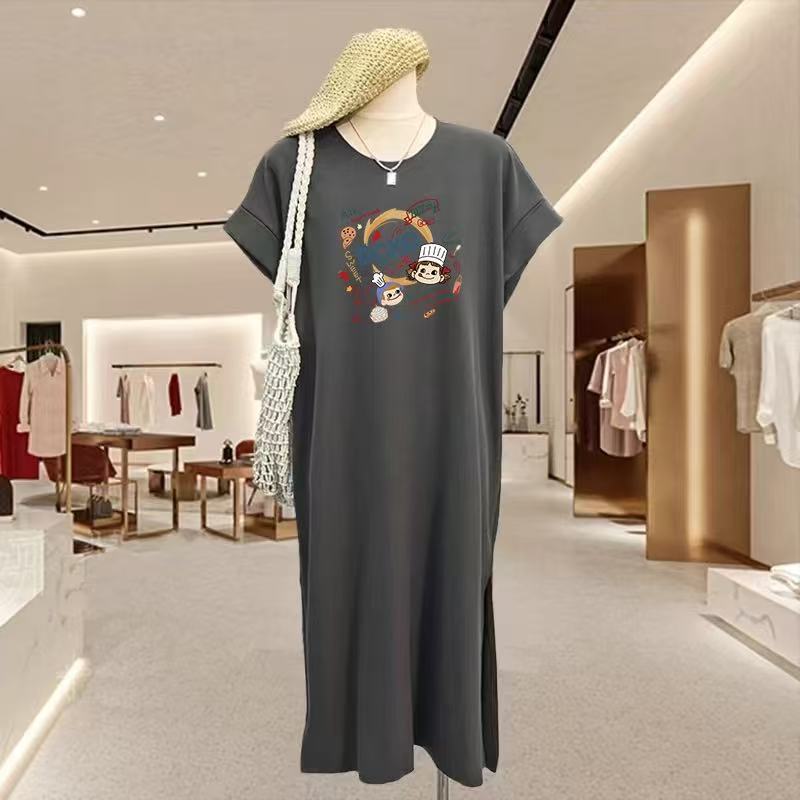 Robe t-shirt ample grande taille pour femme été ventre rond mm couverture ventre plat réduction âge petit robe décontractée amincissante