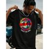 European Size Men Oversized Graphic Tee, Vintage Distressed Print, Bold Eye Art "Trust No One" Slogan, Streetwear Casual Short Sleeve T-Shirt