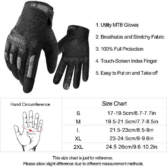 INBIKE MTB Mountain Bike Gloves Touchscreen With Thicken EVA Padded & TPR Knuckle Protection For BMX MX ATV Motorcycle