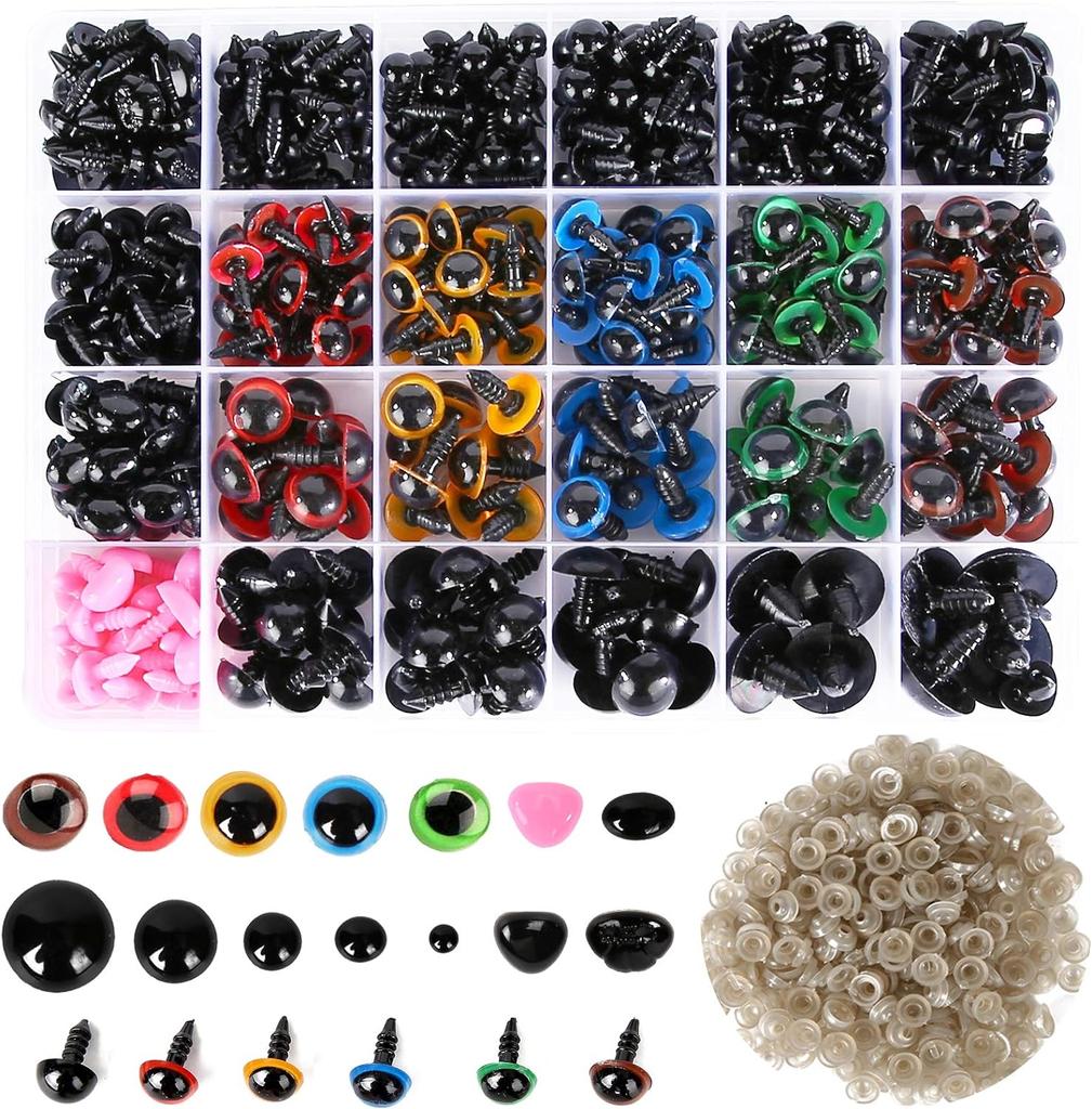 796-100PCS DIY Craft Eyes Noses Sets Eyeball Doll Accessories Plastic Colorful Safety Eyes Noses For Doll Craft DIY Making Tools
