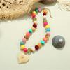 Chunky Beaded Choker, Colorful Acrylic Beads Necklace, Heart Pendant Choker for Women Summer Beach Vacation Jewelry