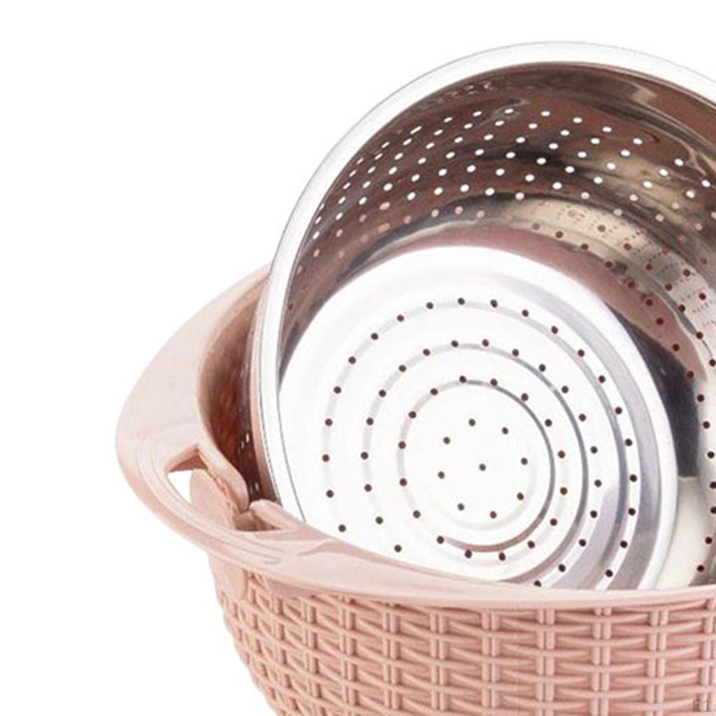 Colander with Mixing Bowl Set Fruit Vegetable Washing Basket Detachable Washer for Grapes Beans