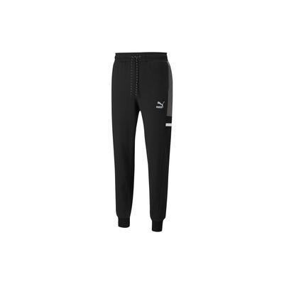 Logo Patch Embroidery Elastic Waist Tapered Knit Joggers Men Bottoms Black 533206-01