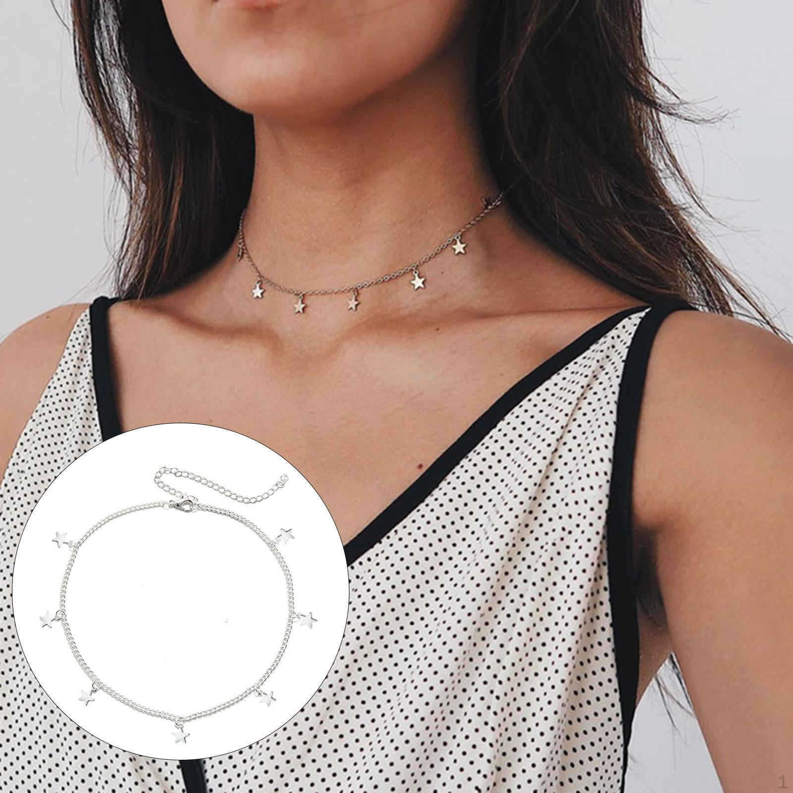

Necklace Dainty Jewelry Adjustable Fashion Personality Accessories Stars Pendant Electroplating срібний