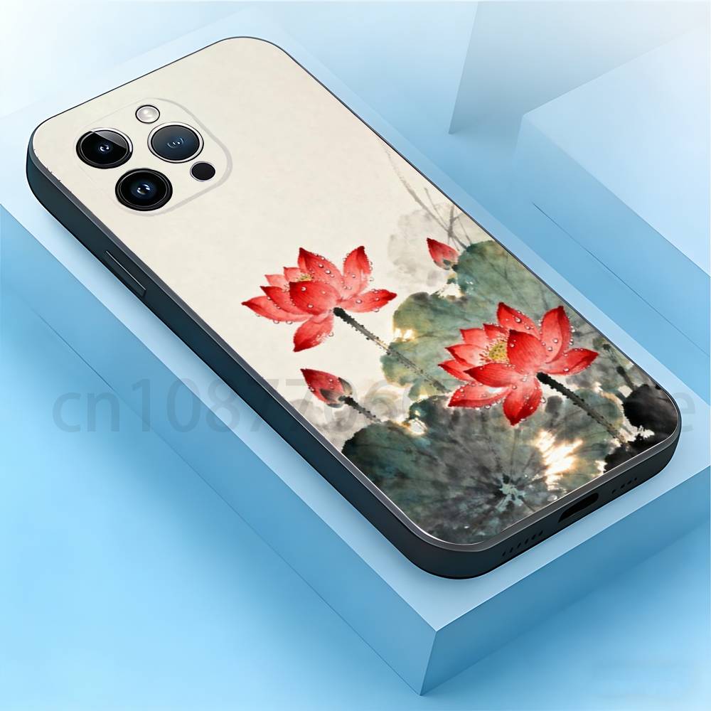 

Good Luck Lotus Phone Case For iPhone 17,16,15,14,13,12,11,Pro,Max,Plus,Mini, Anti Fall Black Matte Soft Bumper iPhone12mini