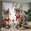 2 Stück Weihnachtselch-Druck Vorhänge,Geeignet für Schlafzimmer,Wohnzimmer Küchendekoration,Heimdekoration,Fensterdekoration