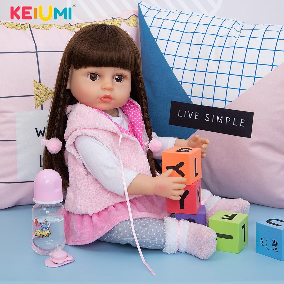 

KEIUMI 55 см прекрасная силиконовая кукла Reborn Boneca, виниловая кукла Reborn для девочки, реалистичные подарки на день защиты детей, время сна, приятель по играм