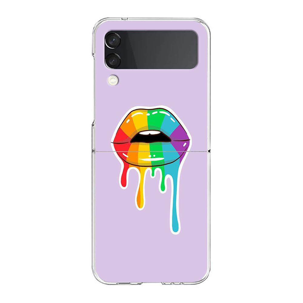 

Gay LGBT Rainbow Pride Luxury Phone Case For Samsung Galaxy Z Flip 3 4 5 Hard Folding PC Shell For Samsung Z Flip3 Clear Cover Galaxy Z Flip 3