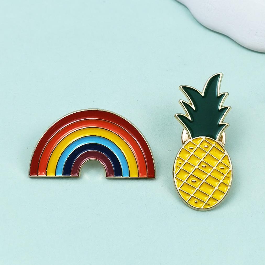 Rainbow Geometric Pineapple Brooch – Cute Cartoon Drip Oil Design Alloy Badge