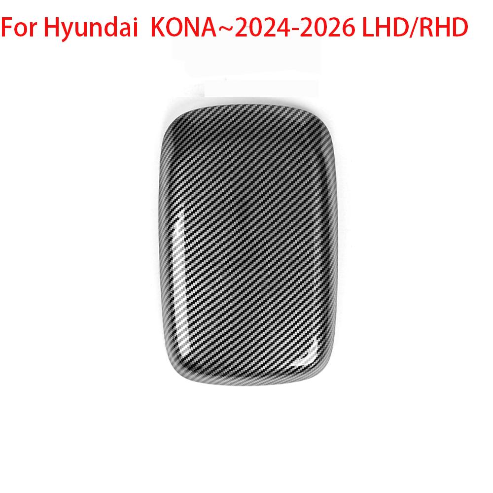 For Hyundai KONA SX2 Carbon Fiber Interior Trim Window Button/Door Bowl Cover/Front Water Cup Holder/Steering Wheel Decoration