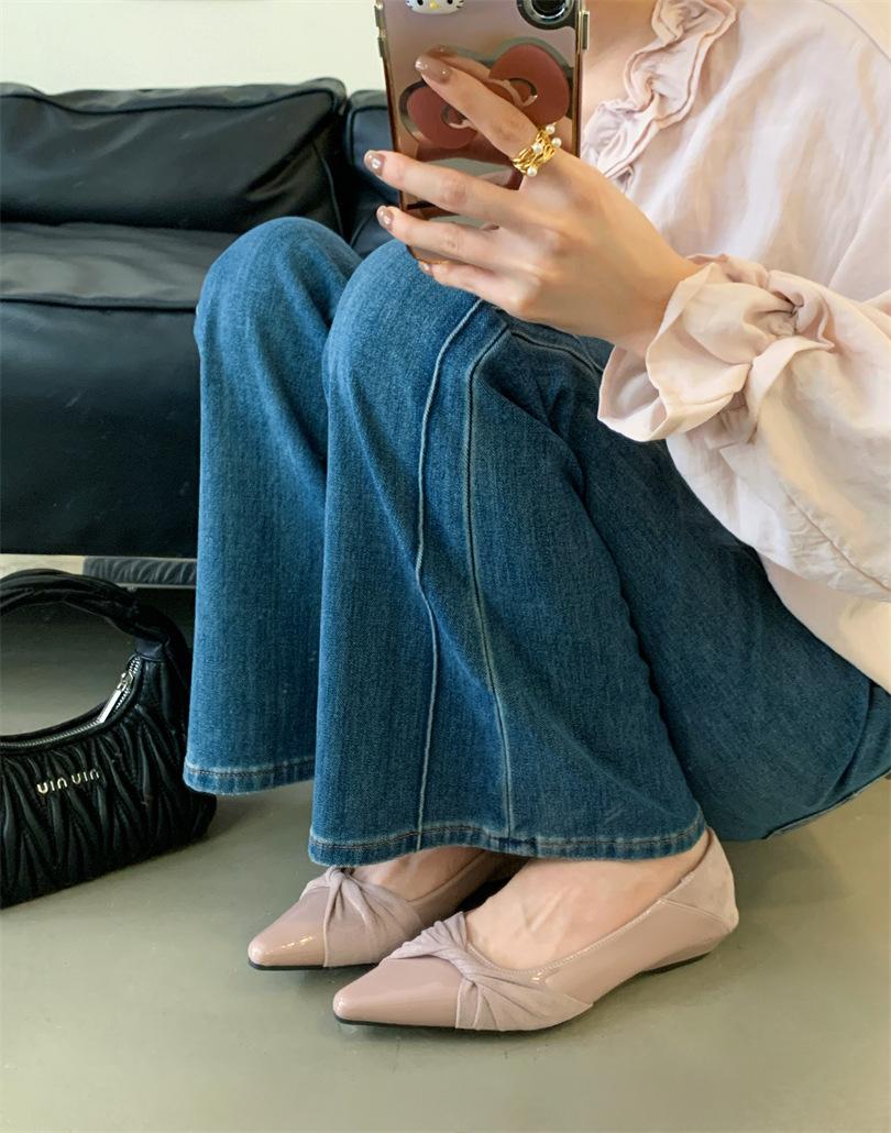 

Французские туфли-лодочки на небольшом скошенном каблуке, вечерние, универсальные, не утомляющие ноги, с мелким вырезом, остроносые, на одной педали, для通勤, женские 39 телесный