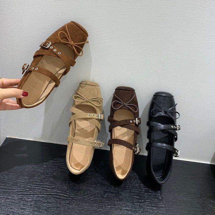 Retro niche design flat bottom square head single shoes women's 2025 autumn new ballet shoes white Mary Jane women's shoes