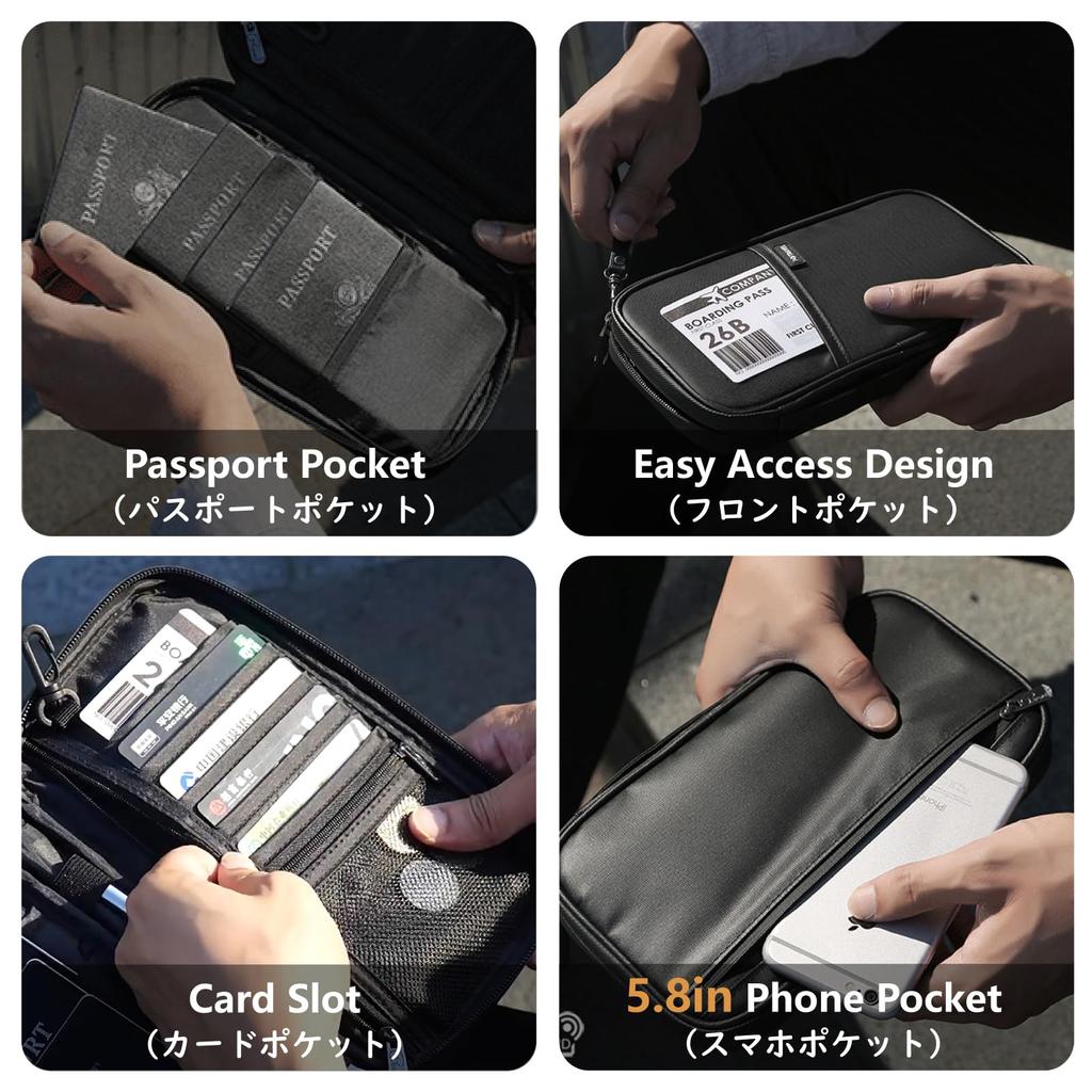 JEELAD Passport Passport Security Passport Card Travel Passport Pouch with Multifunctional Storage Large Travel Accessory Case, Anti-Skimming,
