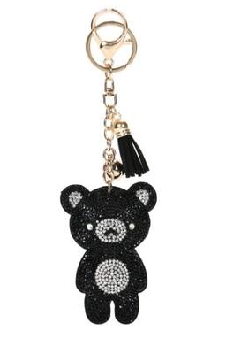Bären-Schlüsselanhänger mit glitzerndem Taschenanhänger [LUMIACTY] Strasssteine, (Schwarz)
