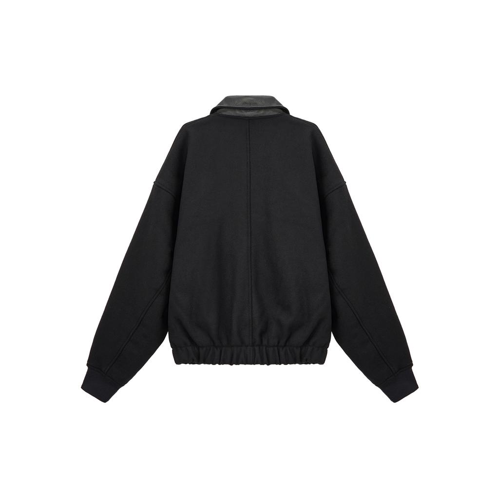 Nike Solo Wolle Varsity Kragen Bequeme Mode Langarmjacke Herrenjacken Schwarz Weiß FZ1168-010