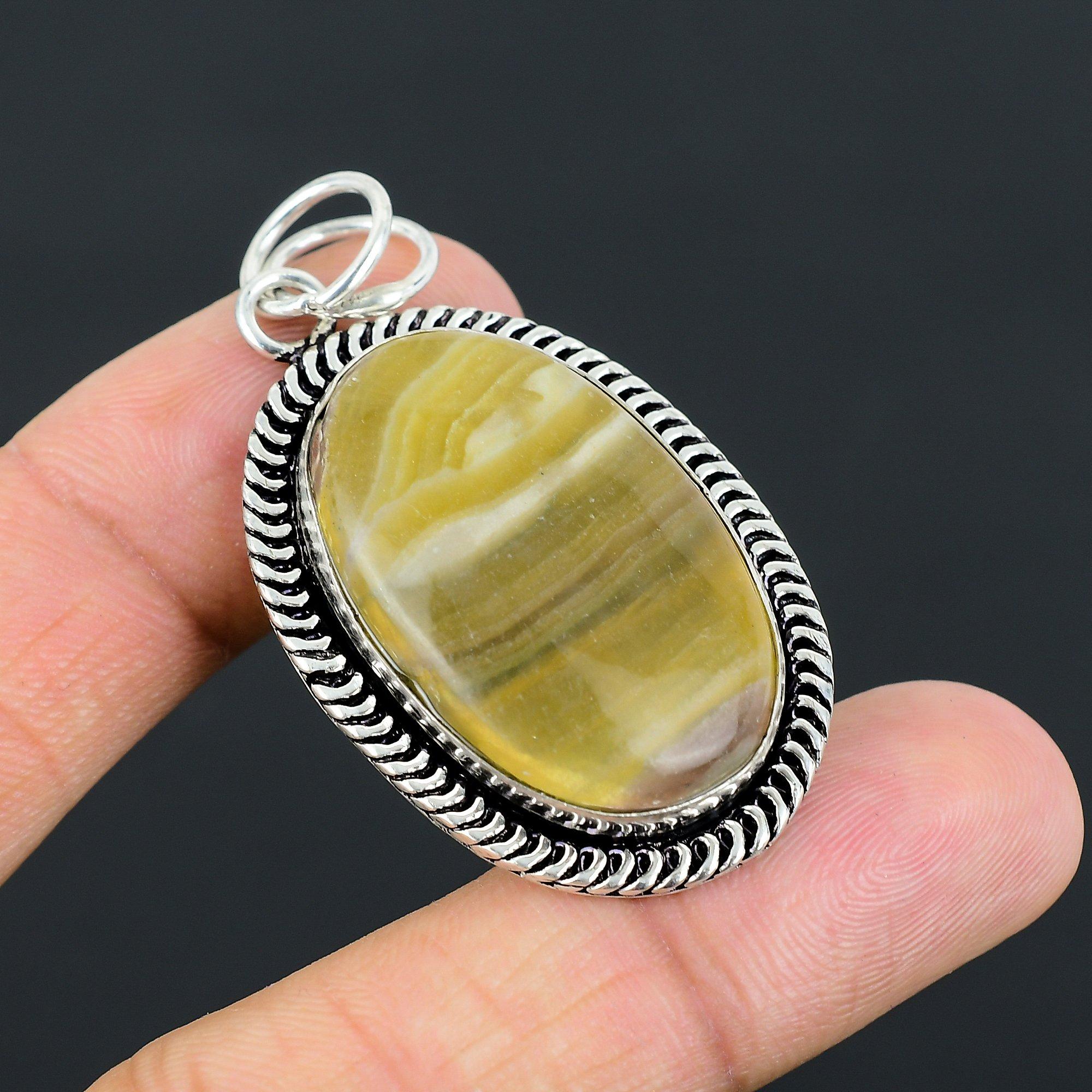 Daughters Day Deal Sterling Silver Natural Multi Fluorite Anniversary Pendant