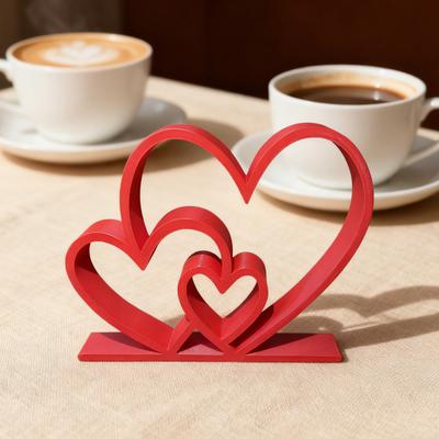 Srdce Socha 3D Tištěný Plast Láska Srdce Figurka pro Svatební Výročí Pár Dárek Moderní Socha Srdce pro Domov Konferenční Stolek Jídelní