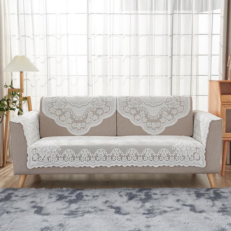 

Four Season Universal Sofa Cushion Fabric Triangle Scarf French Hollow Anti Slip Backrest Towel Armrest Cover Cloth Easy To Clean Sofa Protect Cover square towel 60*60cm