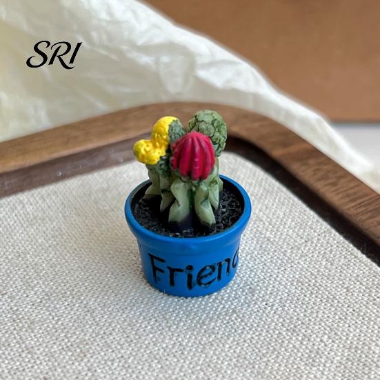Magnetic Locker Accessory Cartoon Potted Cactus Fridge Magnet Resin 3D Mini Refrigerator Plants Kitchen Home Office Decoration Cabinet Decor
