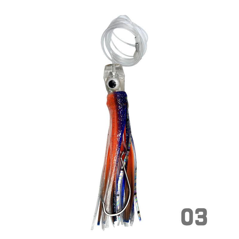 6-Piece Resin Soft Lure Set-Large Octopus Skirt Squid-Style Baits for Trolling Boat Fishing & Sea Angling Tuna Lure Hooks