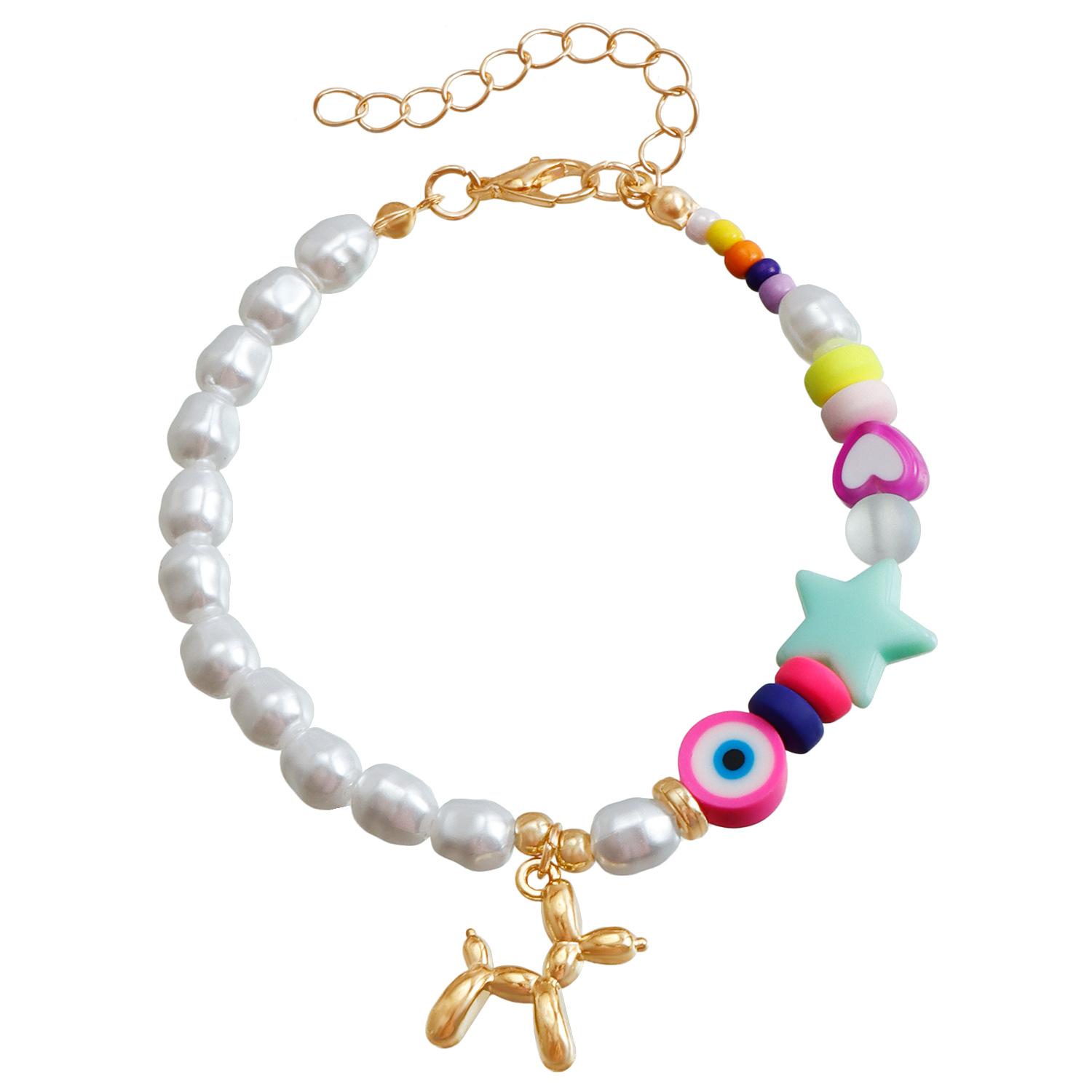 

Ins Internet celebrity children s fun balloon puppy pendant bracelet, imitation pearl beaded bracelet