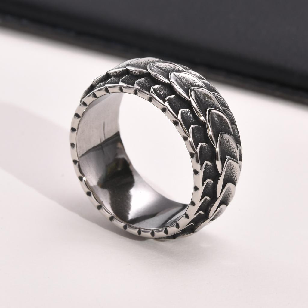 Dragon Scale Anxiety Ring for Men Cool Stainless Steel Snake Dragon Scales Spinner Rings Fidget Ring  Silver Color  Men Gift
