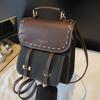 A High-end Color-blocking Bag with A Retro School Style and A Small Book Backpack