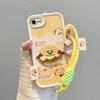 KEYSION Cartoon Cute Plush Embroidery Case for iPhone SE 2020 2022 with Lanyard Shockproof Phone Cover for iPhone 8 7 6s Plus