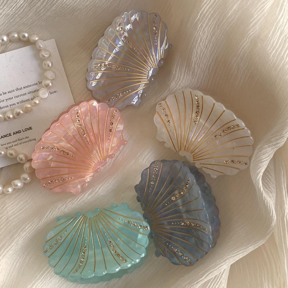 Jewelry Shell Shark Clip Non-slip Rhinestone Crab Clip Acetate Shell Hair Claw  Back of The Head