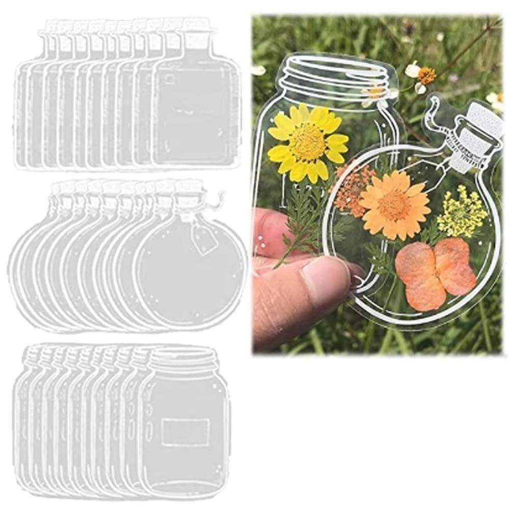 40pcs Reading Mark Clear Bookmarks Bottle Shape Dried Flower Bookmarks  Book Lovers