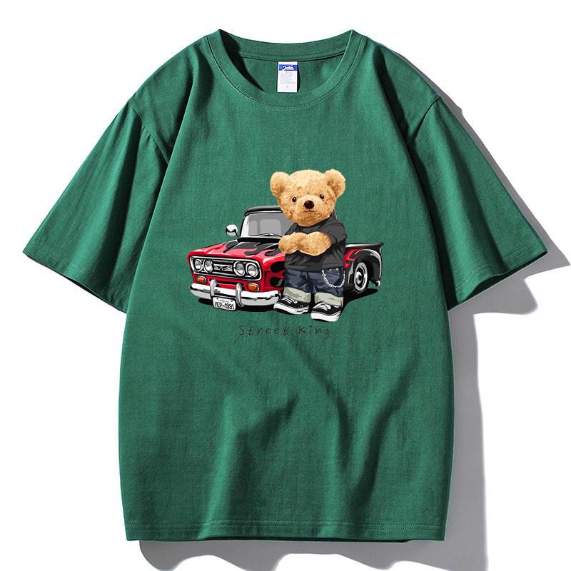

M07 MINISO 2026 Summer Men Women Print Oversized T-shirt Casual Cotton Tee XXL темно-зелений колір