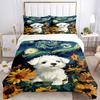 3pcs Puppy Sunflowers Duvet Cover Set, Soft Comfortable Duvet Cover,Guest Room (1*Duvet Cover + 2*Pillowcase, Without Core) yy251104164