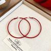 Silver Needle Cold Wind Round  Ring Earrings European and American Simple Exaggerated Atmosphere Earrings Fashionable Versatile Design Sense Earrings