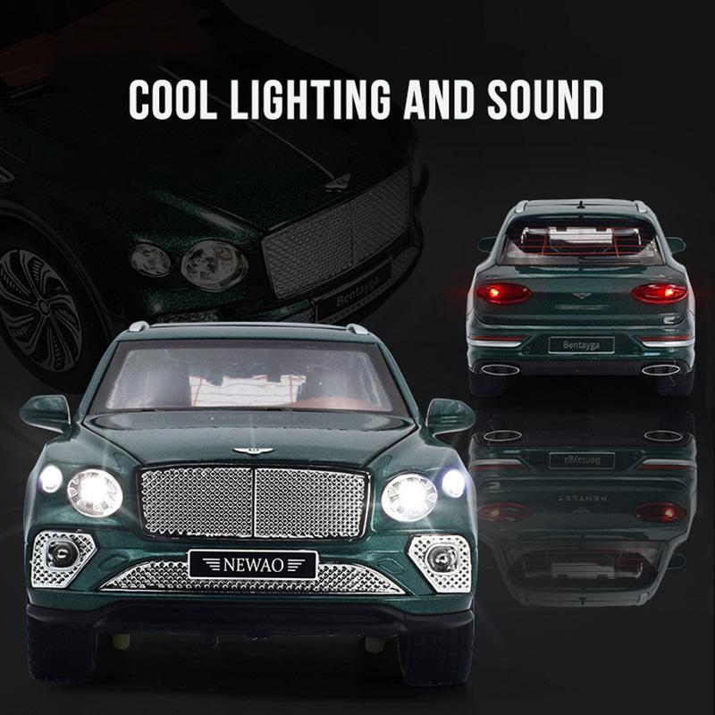 Bentley Bentayga-Druckgussauto-Modellspielzeug im Maßstab 1:24, zurückziehbares Spielzeugfahrzeug mit Ton und Licht für Kinder, Kleinkinder, Jungen und Mädchen, Geschenkkollektion