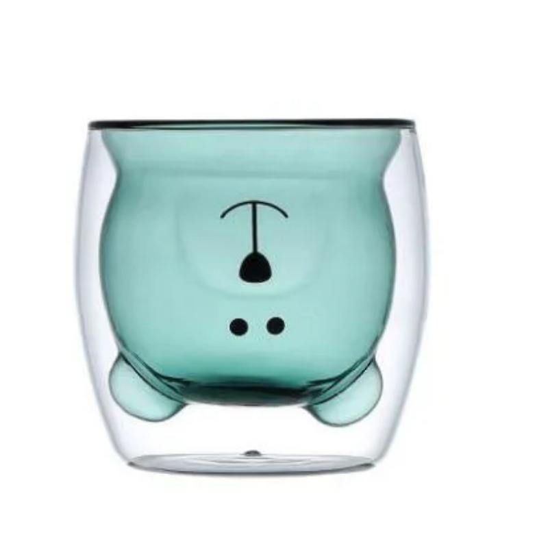 320ML Creative Cute Bear Coffee Mug  with Straw Transparent Cup Beer Milk Coffee Water Cups Wholesale Glass Drinkware Mug Set