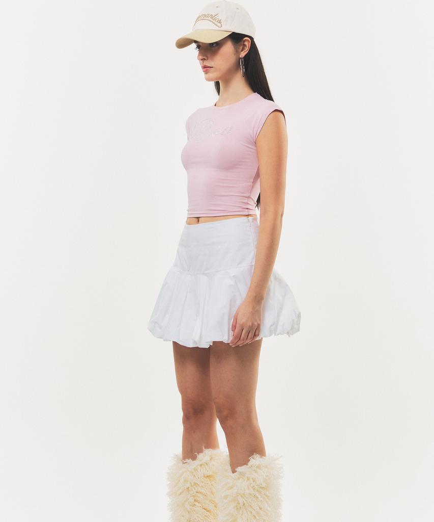 Romantics Balloon Fit Cotton Mini Skirt White