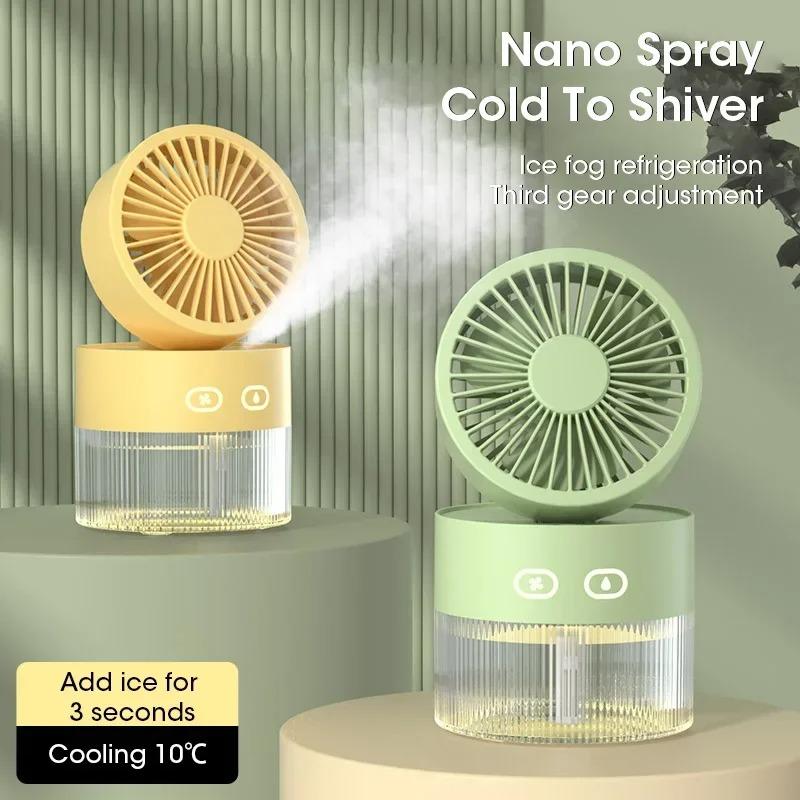 LED Light USB Mist Fan Portable Mini Cooling Fan Desktop Humidifier for Office and Home Use 2025
