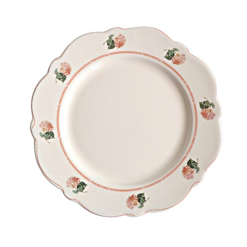 Chinesische Keramikplatte Haushalt 8 Zoll Flache Platte Französisch Vintage Westliches Geschirr Blütchen Porzellan China Tafelgeschirr Backen