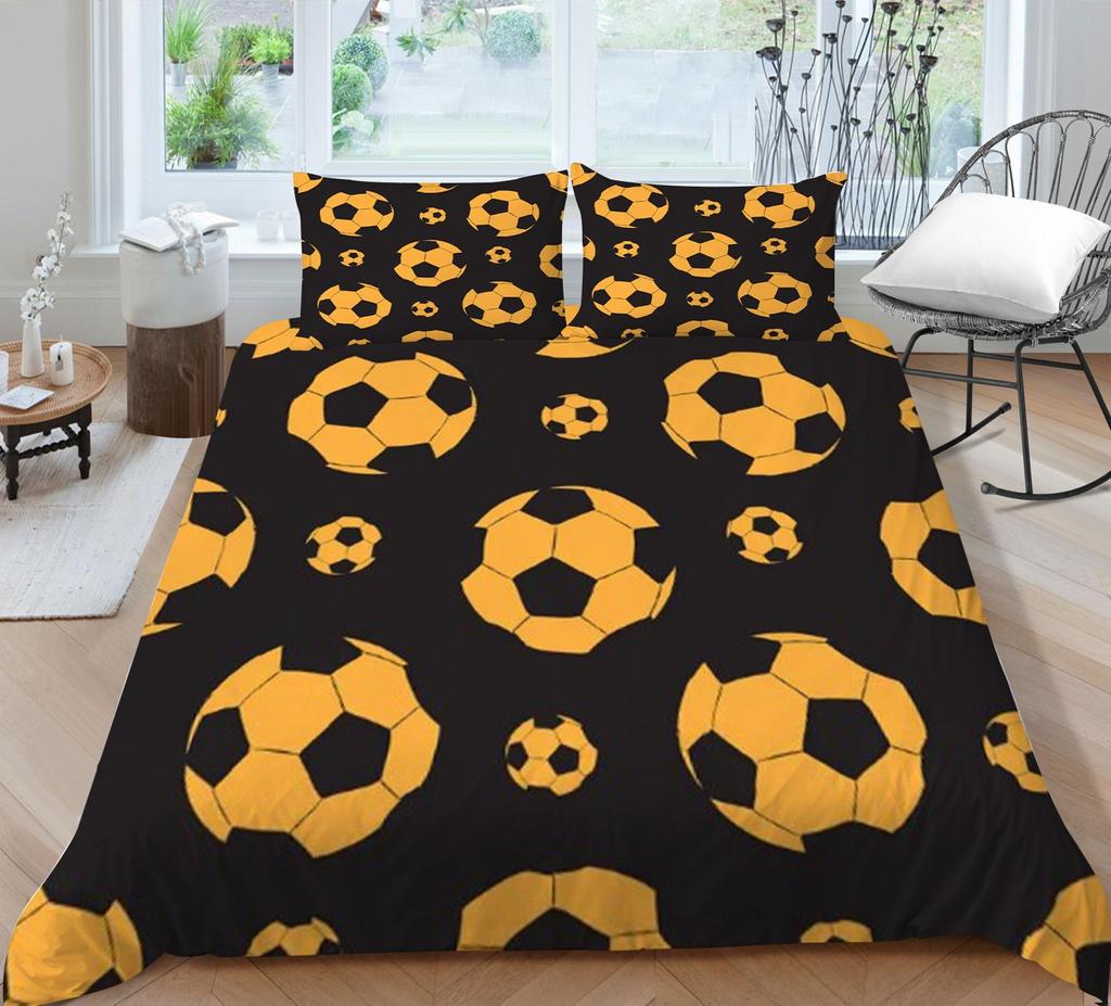 Bedding Set 3D Football Quilt Cover Bed Covers Home Bedclothes with Pillowcases Hot Sale Produce Microfiber Warm