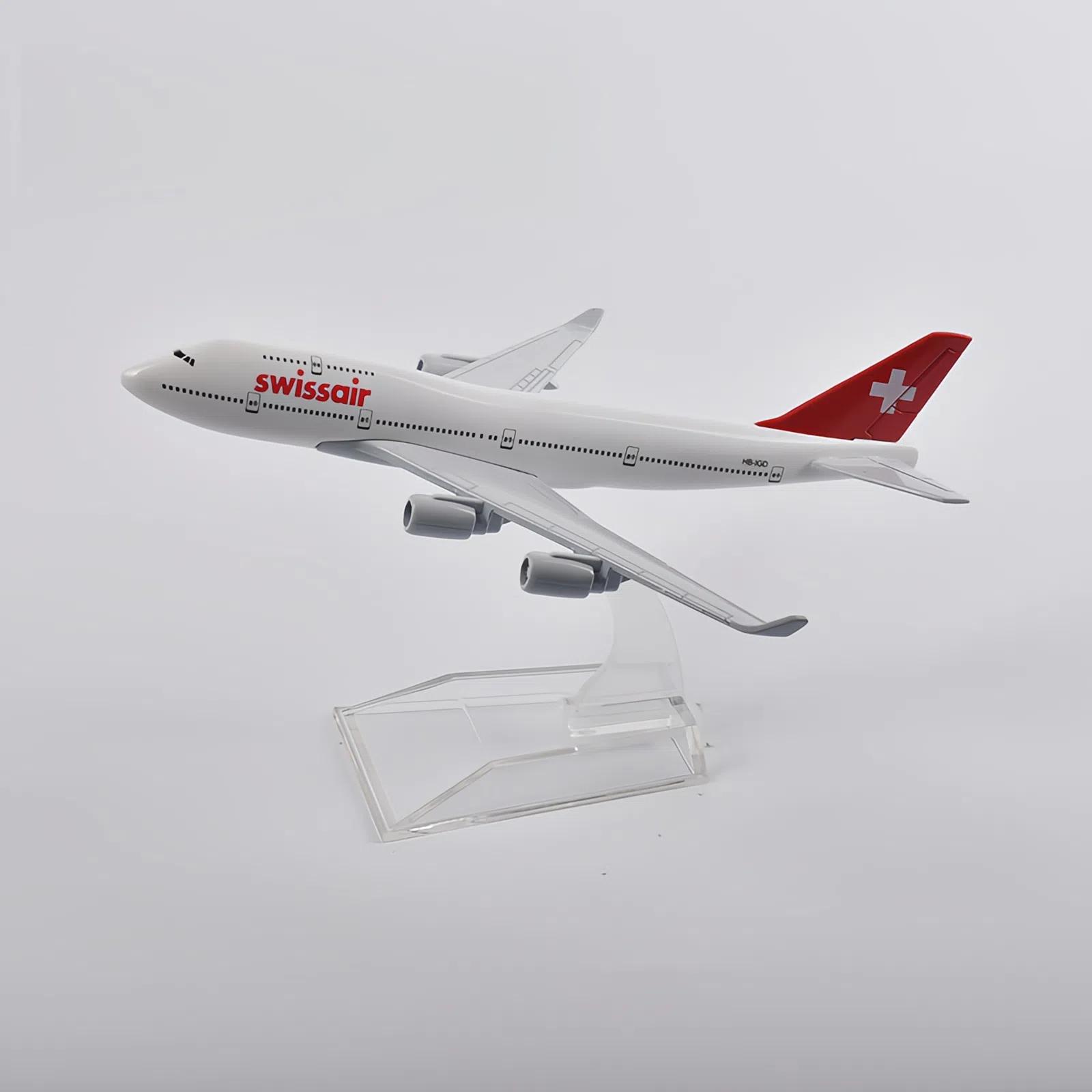 

Air Swiss B747 Aircraft 16CM Simulation 1/400 Scale Alloy Airplane Finished Souvenir Planes Hobby Collection Decoration Gift