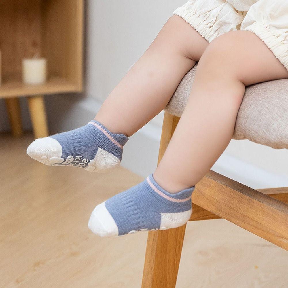 5Pairs Short Tube Baby Floor Socks Letter Toddle Walking Socks Elastic Kids Ankle Sock Streetwear