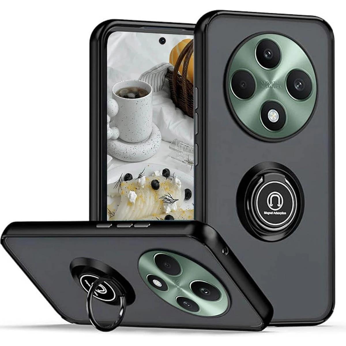 

Чехол Armor Matte для OPPO Reno 12F 12FS 5G Reno12 F FS, чехол-кольцо, магнитный держатель, подставка, противоударный чехол, Fundas OPPO Reno 12FS 5G чёрный