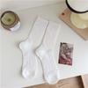 Female Spring and Summer Thin Style Pure Cotton Hemp Medium Tube Moon Cotton Socks