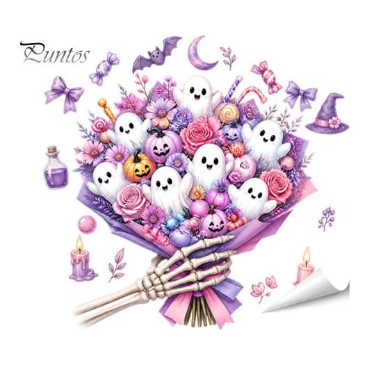 Holiday Atmosphere Window Embellishments Halloween Static Sticker, Castle/Bat/Pumpkin/Bouquet Printed, PVC Waterproof Festive Autumn Festival