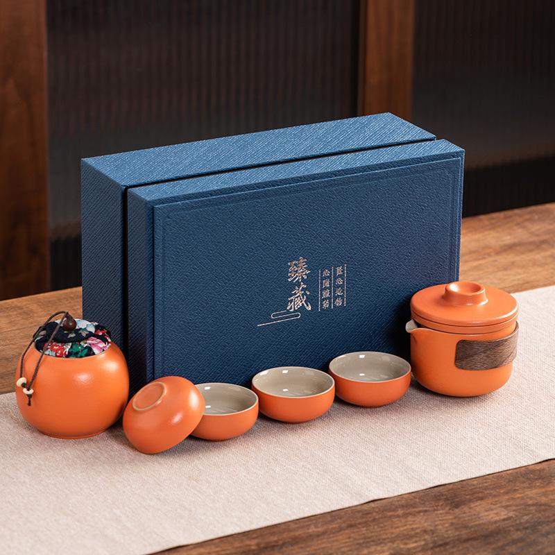Travel tea set Ceramic express cup Portable one pot two cups Company business gifts Holiday souvenirs